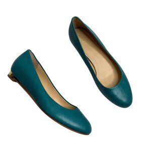 Cole Haan Teal Green Nike Air Leather Round Toe Flats Size 7 B